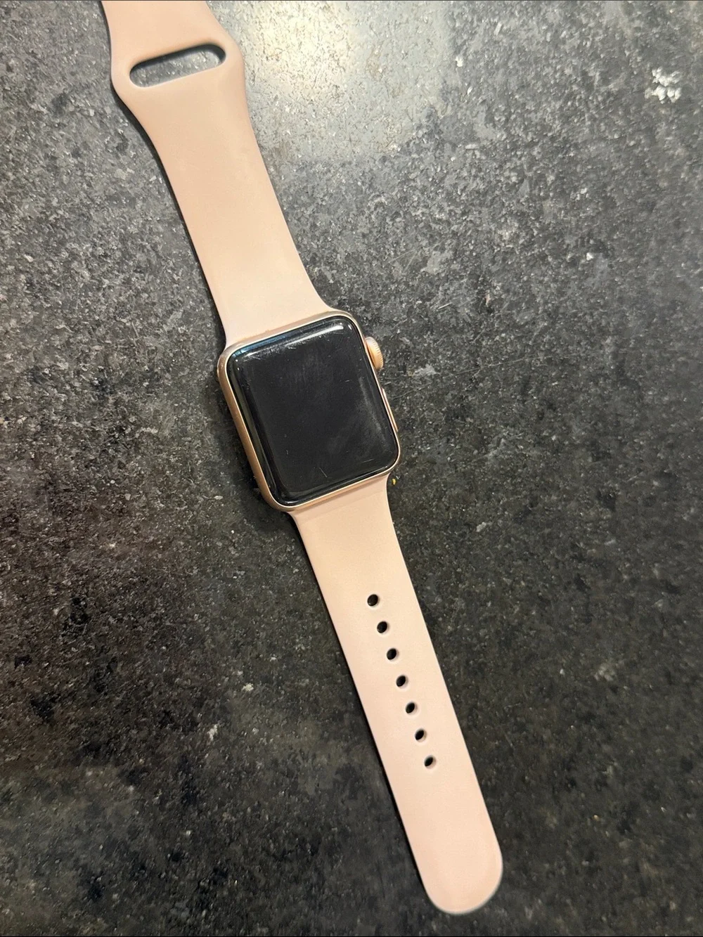 Apple Watch Rose Gold 38mm. Scratches visible on screen, but still works great!